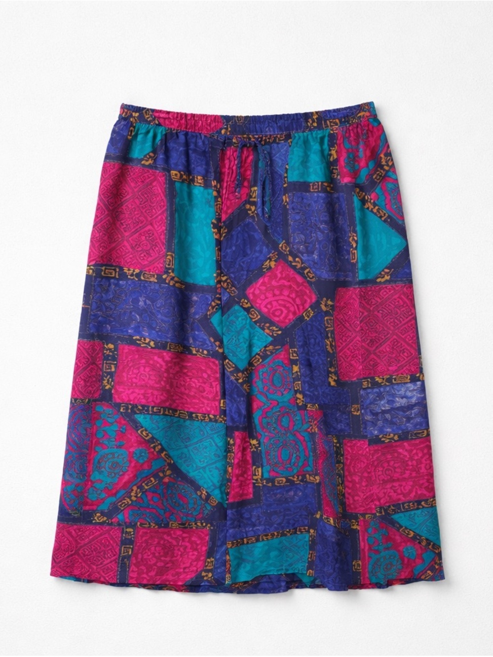 Vintage Alfred Dunner Patchwork Mosaic Midi Skirt A Line Flowy Boho Size 12